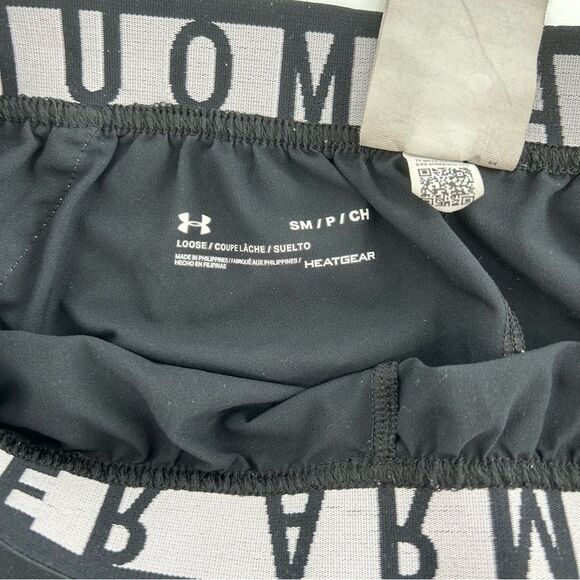 Under Armour UA Loose Heatgear Running Shorts Black White Small - Picture 4 of 4